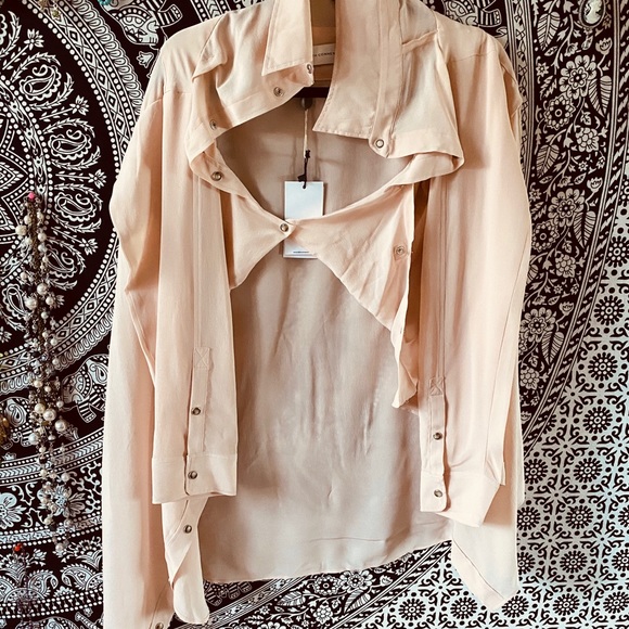 FAITH CONNEXION 🆕 Midi Skirt Pink Quartz Silk M lightweight asymmetric cutout - Picture 7 of 8